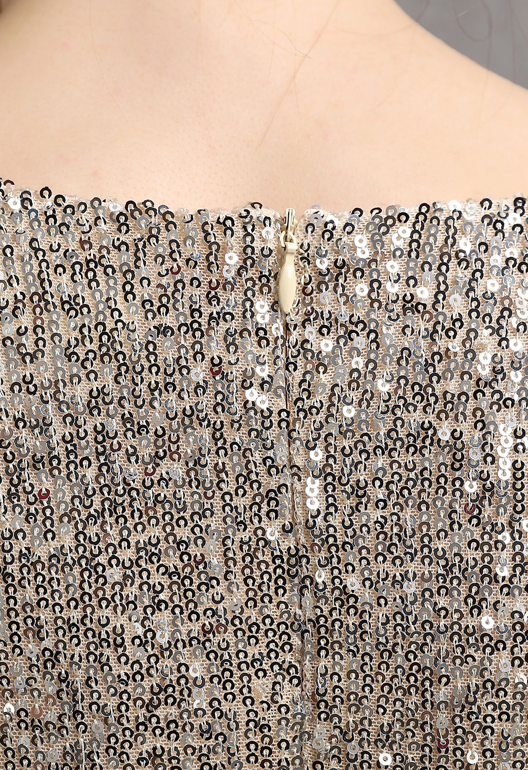 Shimmer Sequin Ruffle Wrap Dress in Silver