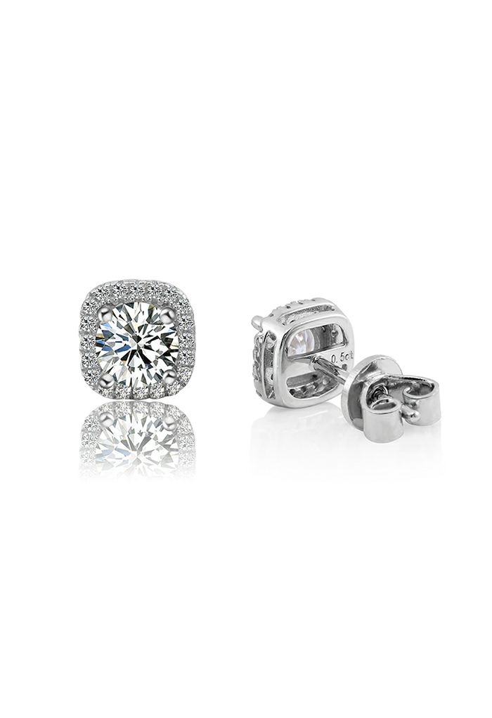 Square Shape Moissanite Diamond Earrings