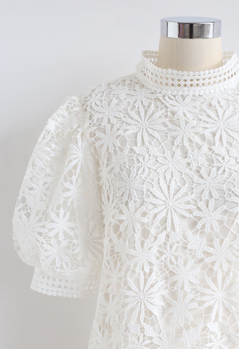 Full of Daisy Crochet Top in White