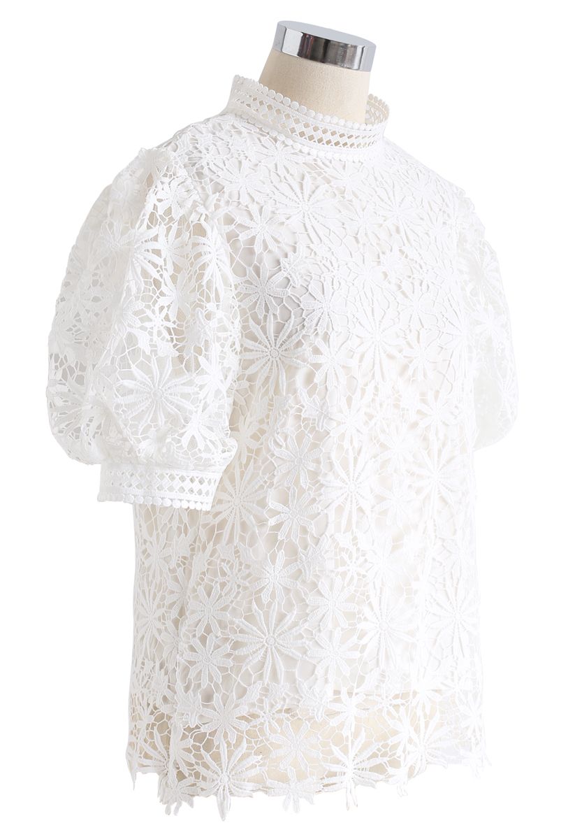 Full of Daisy Crochet Top in White
