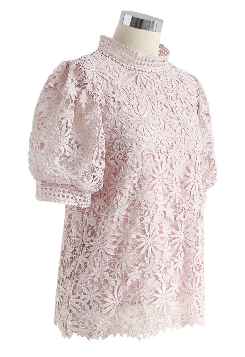 Full of Daisy Crochet Top in Pink