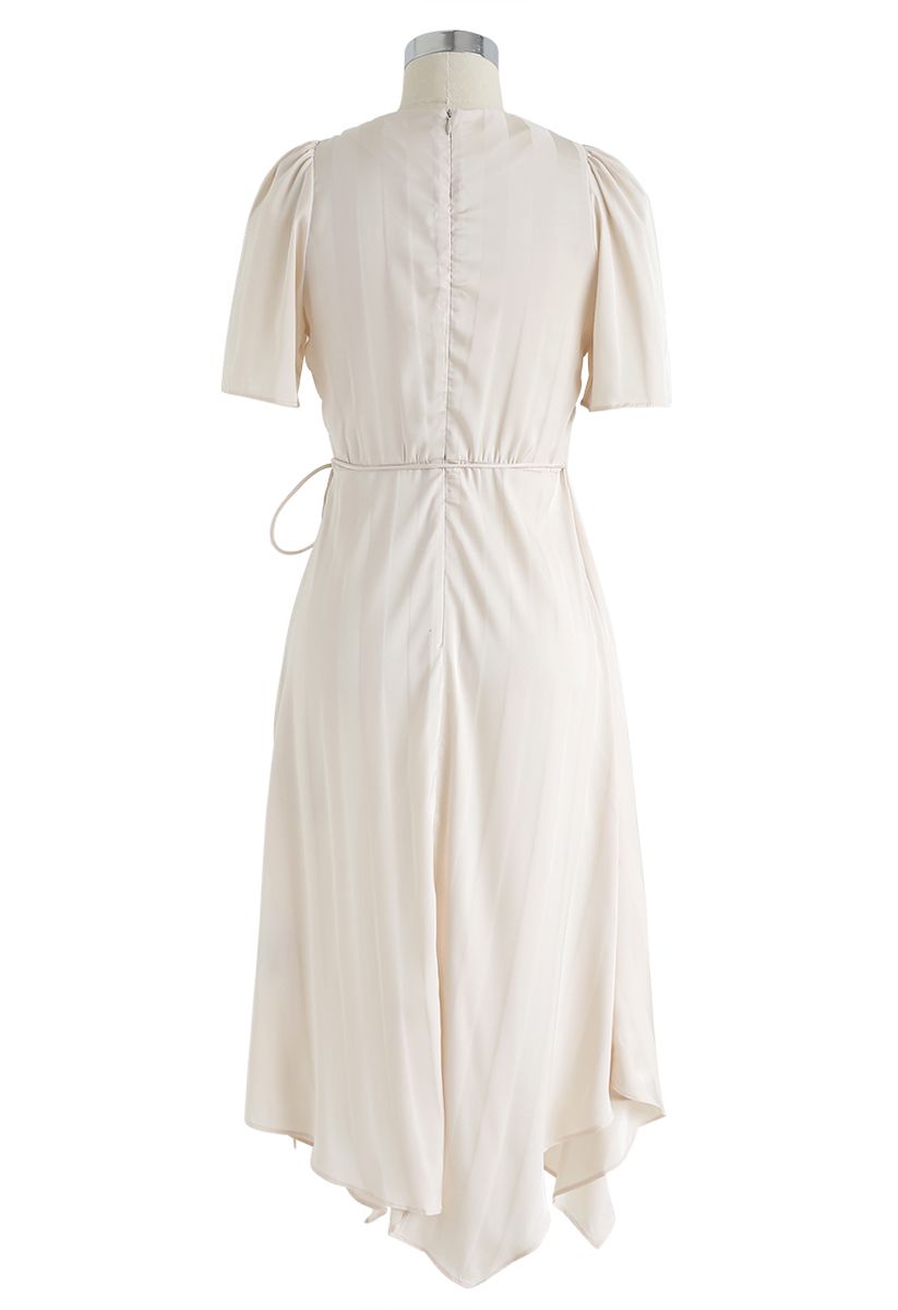 Subtle Stripe Asymmetric Dress in Cream
