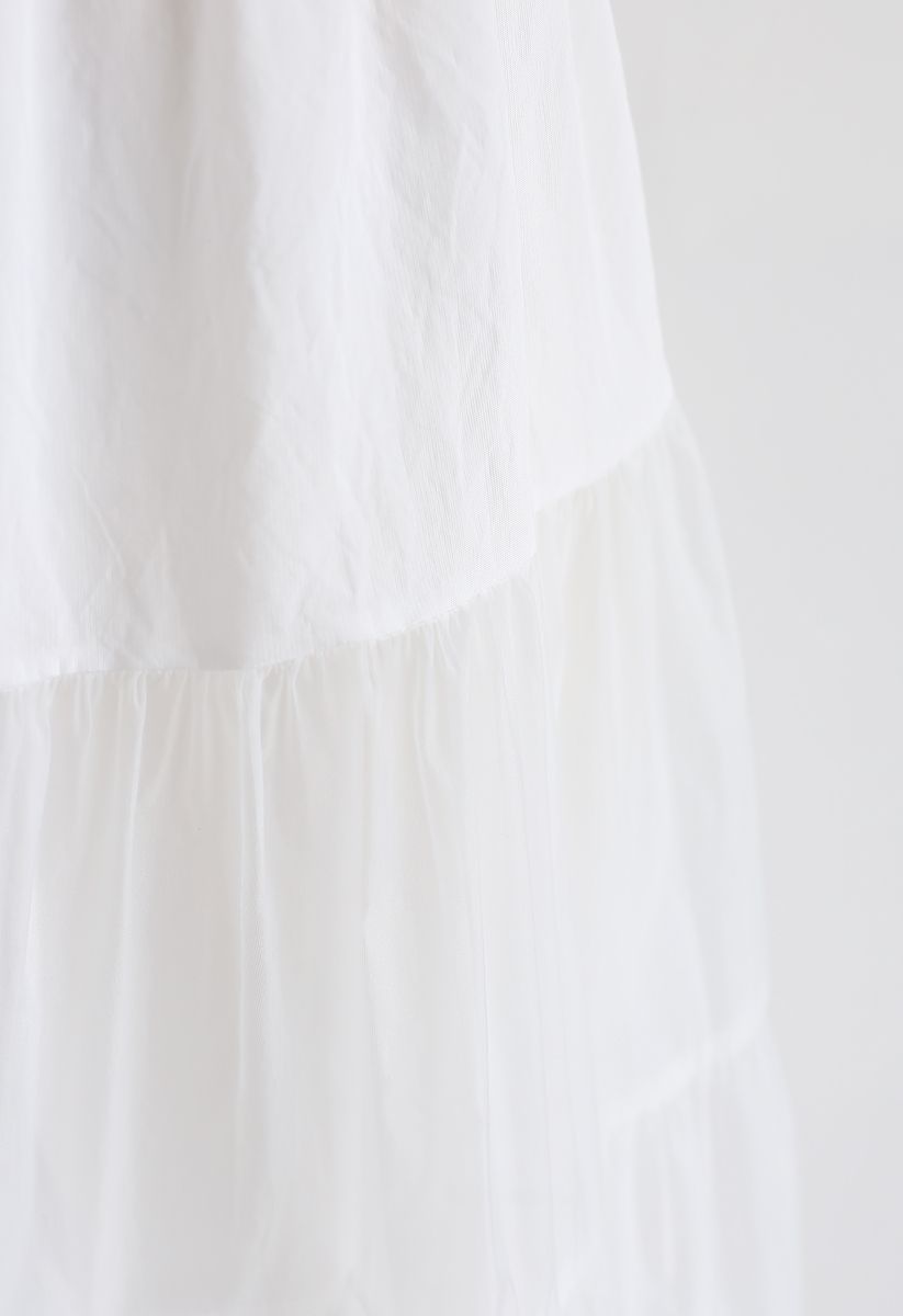 Lightweight Organza Midi Skirt in White