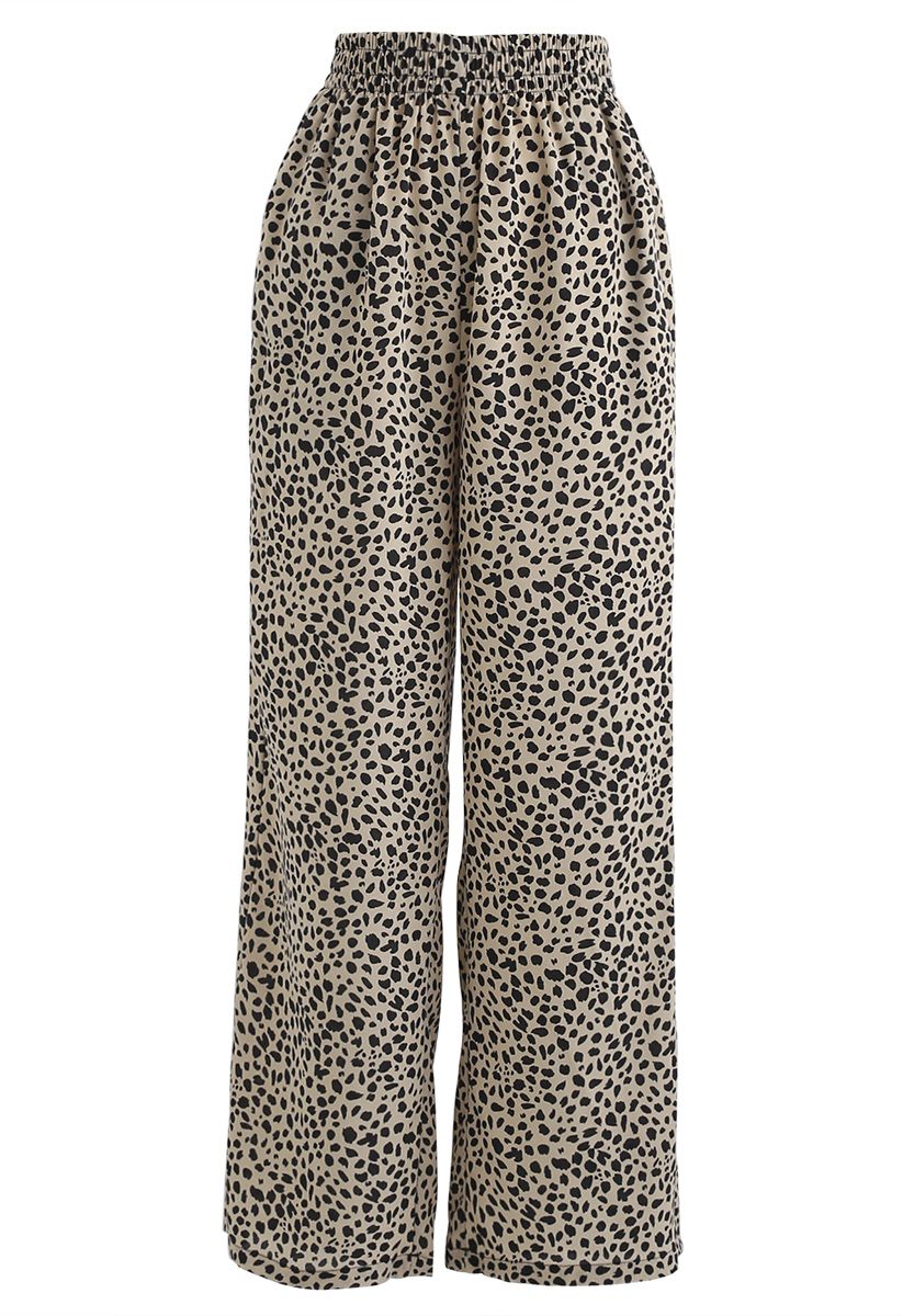 Lightsome Leopard Print Wide-Leg Pants - Retro, Indie and Unique Fashion