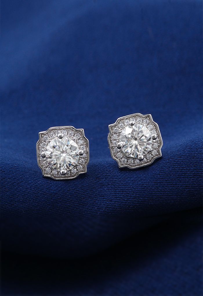 Pointed Edge Moissanite Diamond Earrings