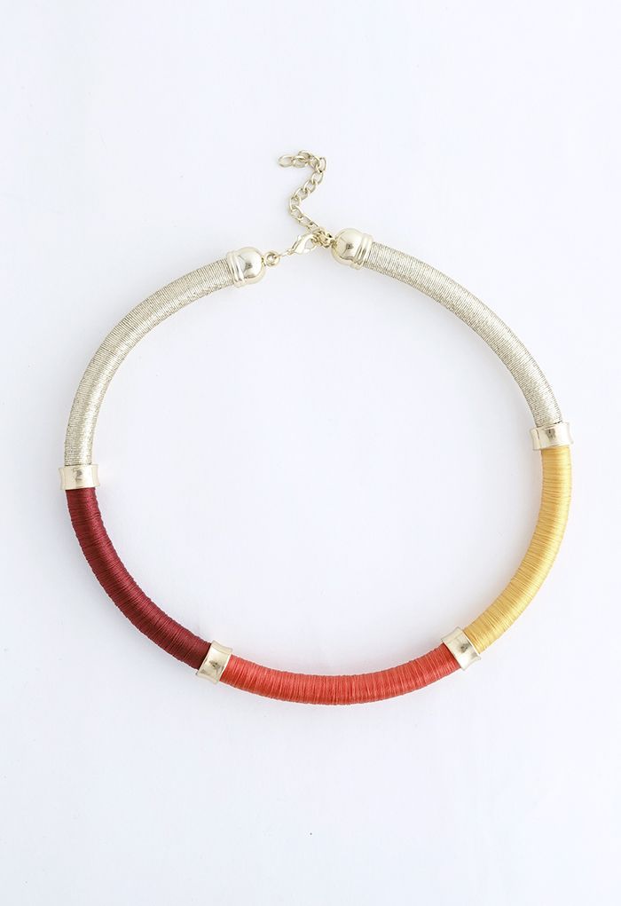 Multicolor Wrapped Metallic Tribal Necklace