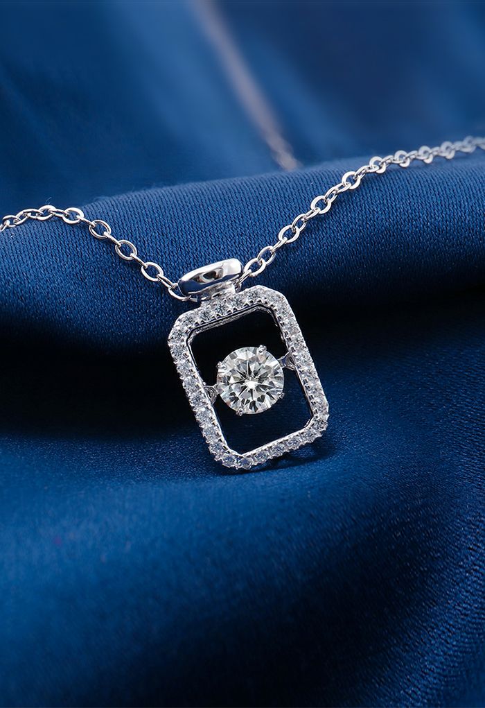 Rectangle Shape Hollow Out Moissanite Diamond Necklace