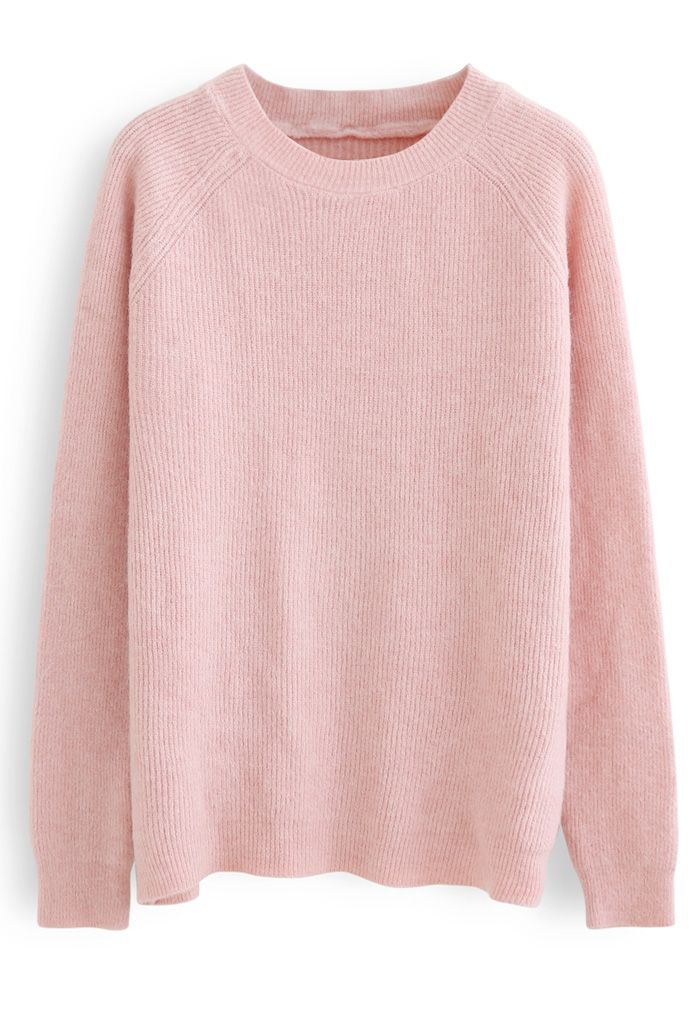 Basic Soft Touch Oversized Knit Sweater in Pink - Retro, Indie and