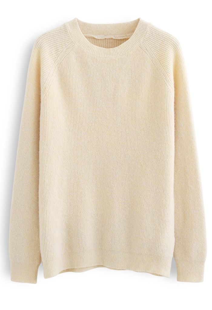 Basic Soft Touch Oversized Knit Sweater in Cream - Retro, Indie and Unique  Fashion