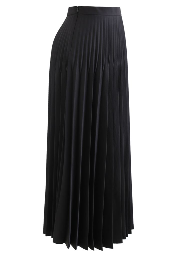 black maxi pleated skirt uk