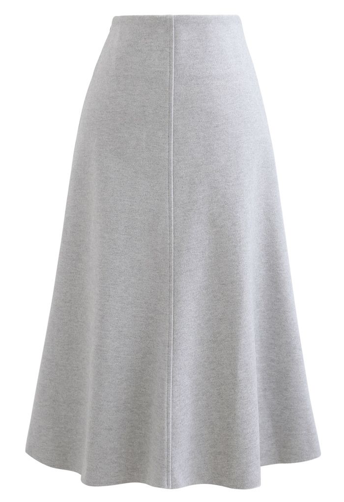 Seamed Detail Wool-Blend Flare Skirt