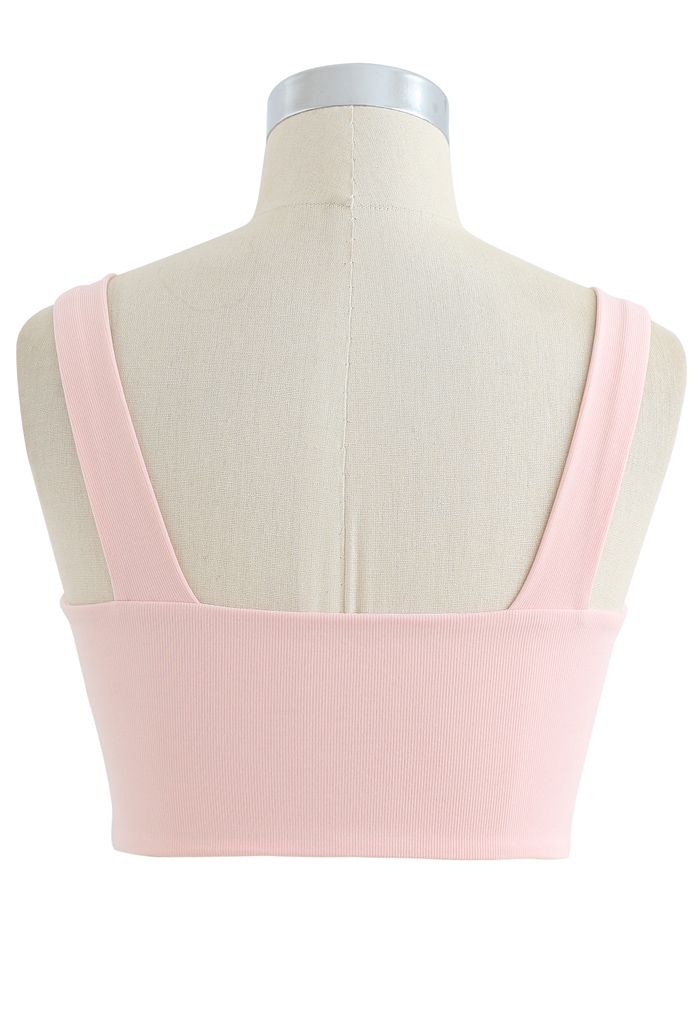 Seamed Low-Impact Cami Sports Bra in Nude Pink