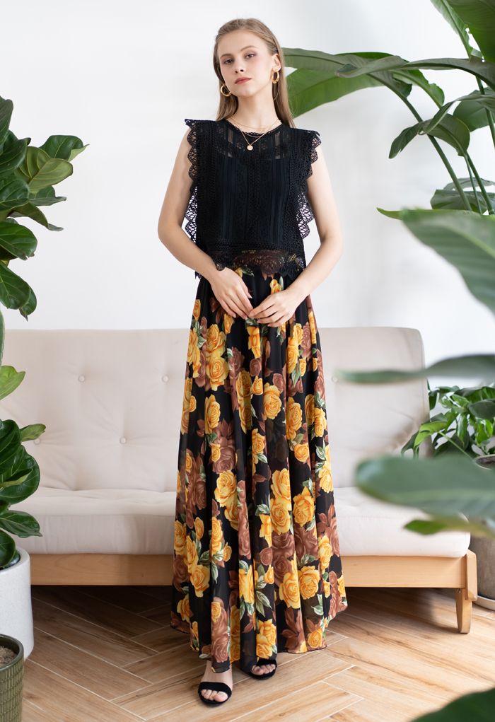 Timeless Favorite Chiffon Maxi Skirt in Yellow Rose