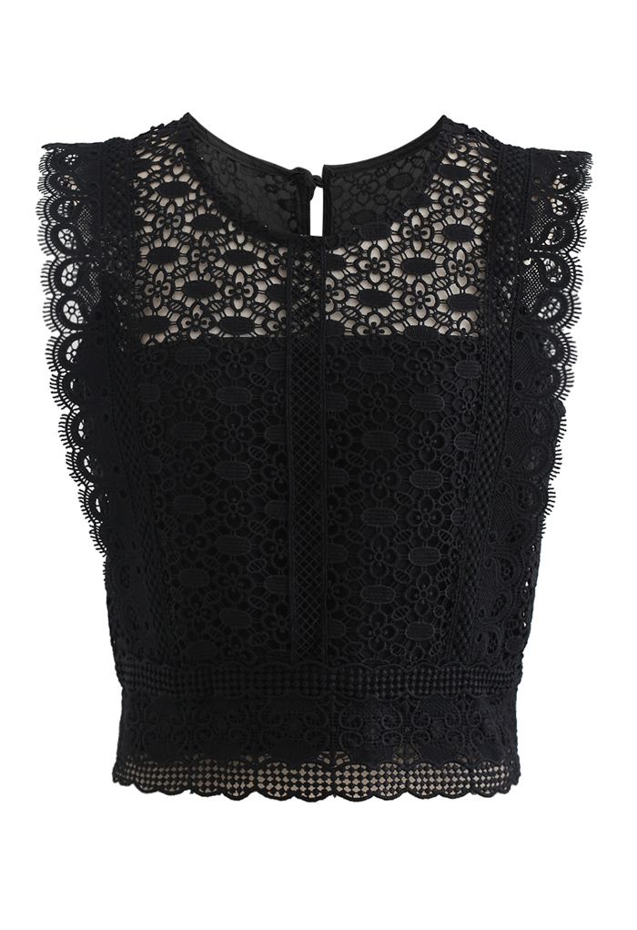 Chic Black Top - Lace Top - Crop Top - Sleeveless Lace Crop Top
