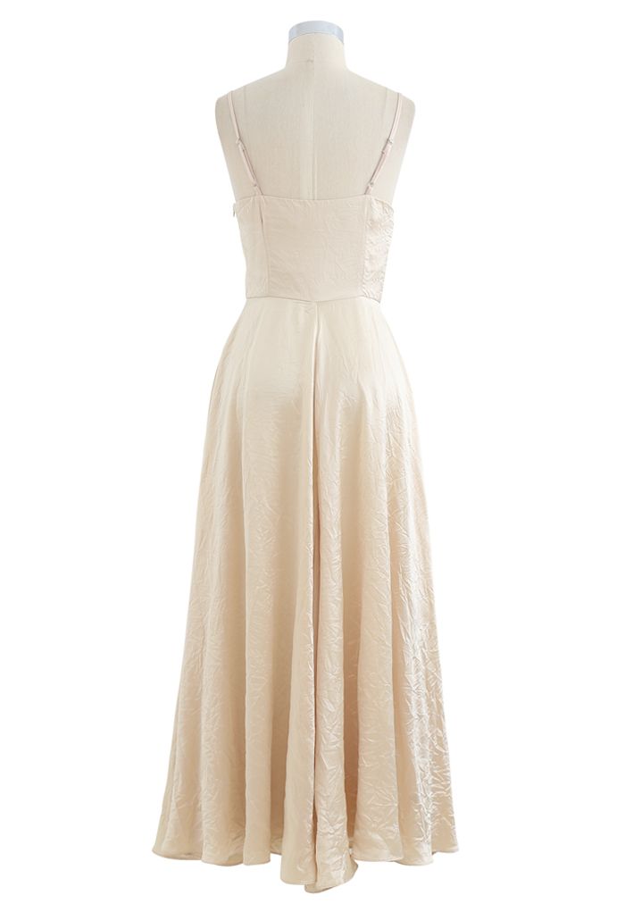 V-Neck Satin Cami Maxi Dress in Champagne