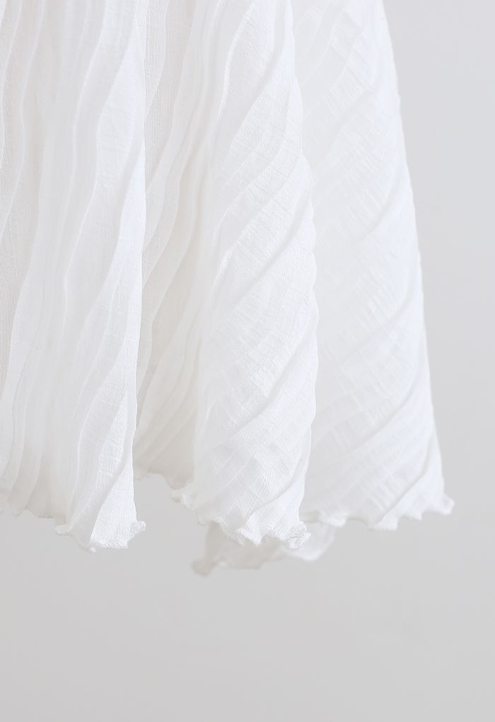 Ripple Embossed Double Layers Skorts in White