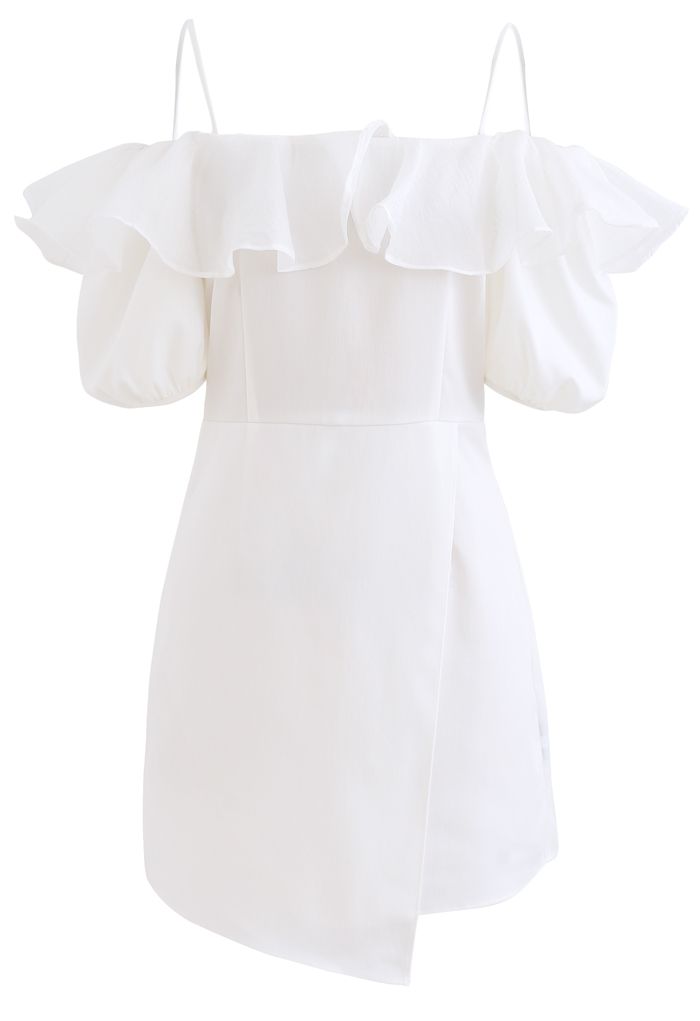 Organza Neck Cold-Shoulder Flap Dress
