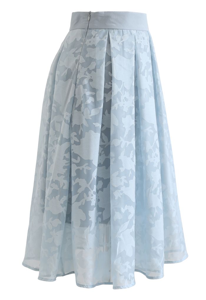 Flower Shadow Organza Pleated Skirt in Blue - Retro, Indie and Unique ...