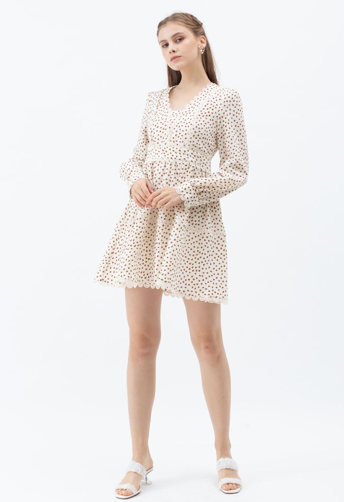 Mini Heart Printed Crochet Dress