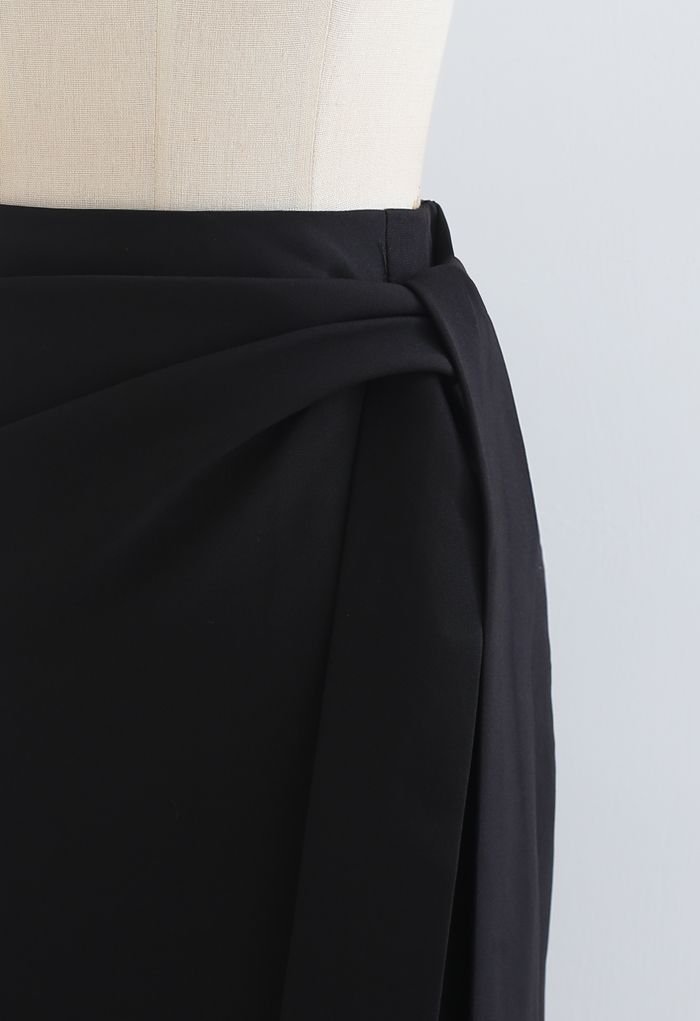 Tie Waist Front Split Pencil Skirt in Black - Retro, Indie and Unique ...