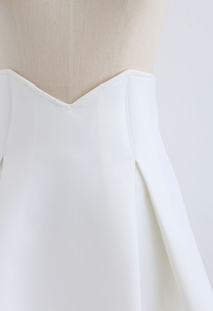 High Waist Corset Pleated Mini Skirt in White
