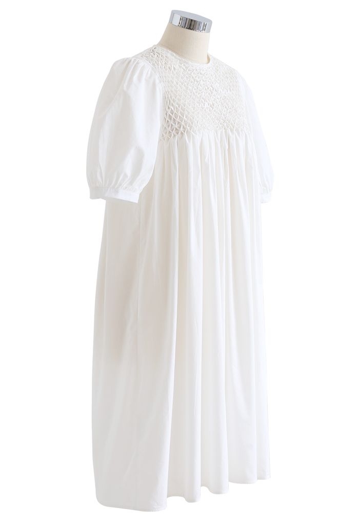 Diamond Honeycomb Dolly Dress in White