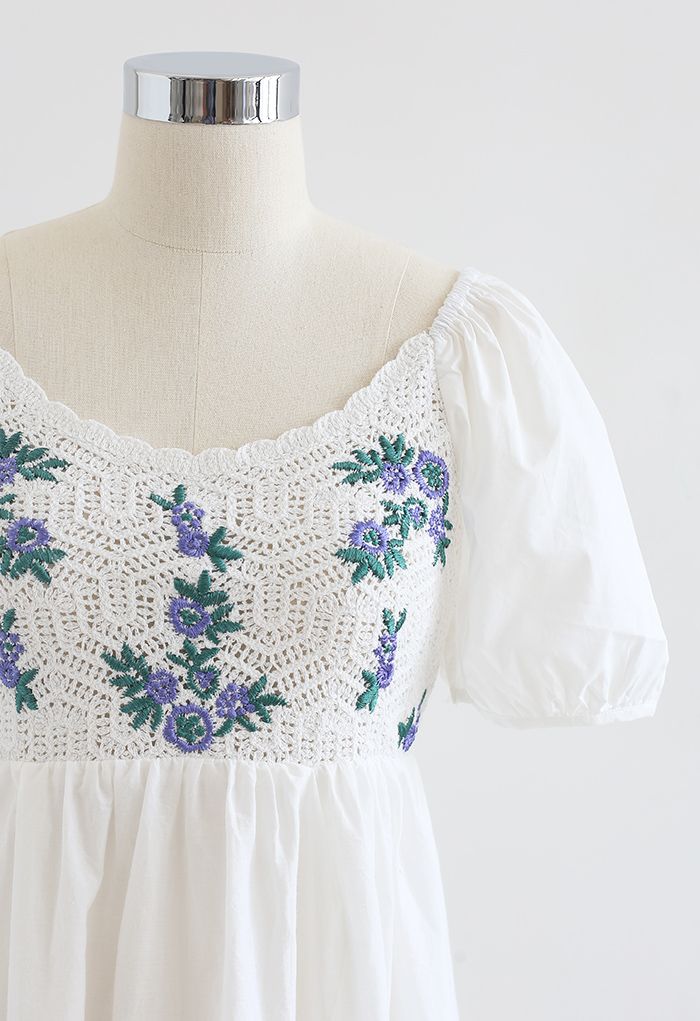 Embroidered Floral Cotton Dolly Dress