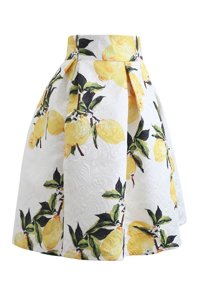 Lemon Tree Jacquard Pleated Skirt