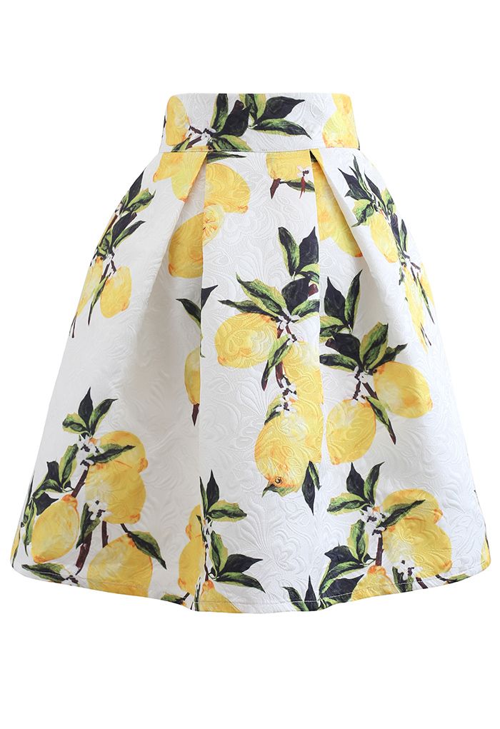 Lemon Tree Jacquard Pleated Skirt