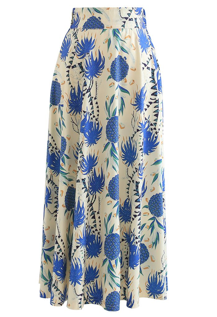 Tropical Pineapple A-Line Maxi Skirt