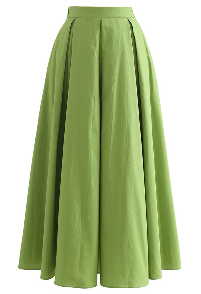 Green A-line Midi Skirt - Retro, Indie and Unique Fashion