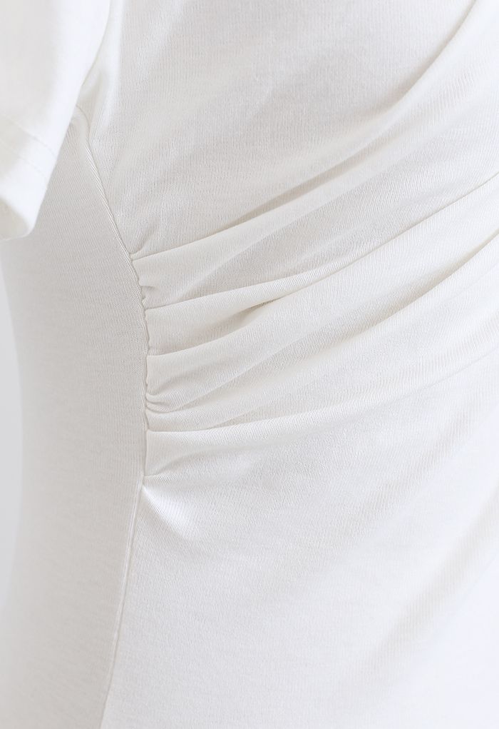 Ruched Front T-Shirt in White