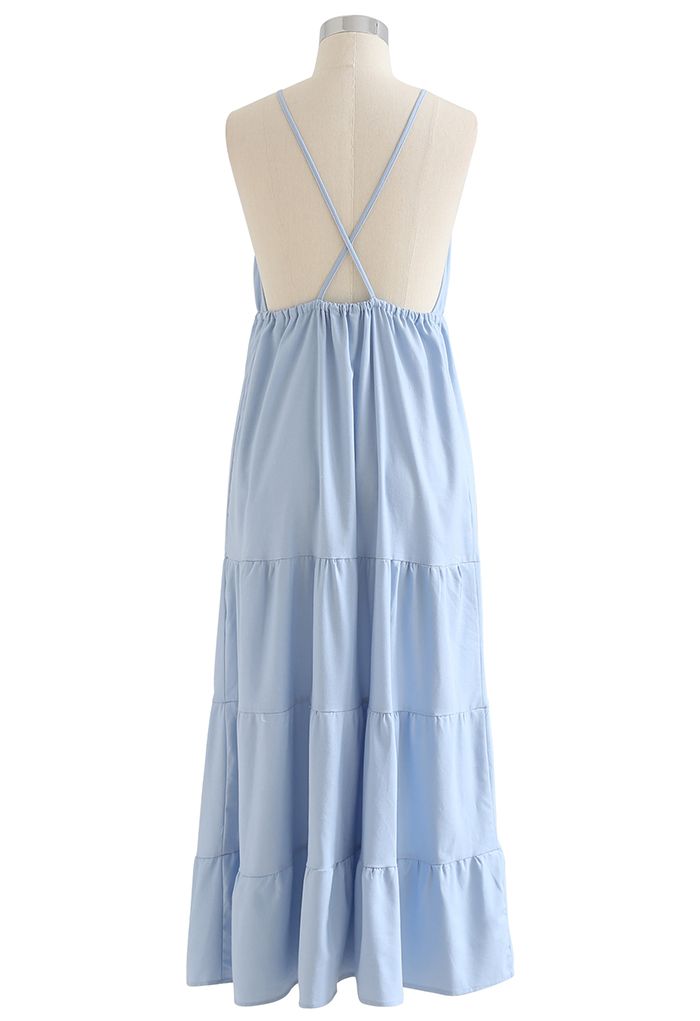 Open Back Panelled Cotton Maxi Dress