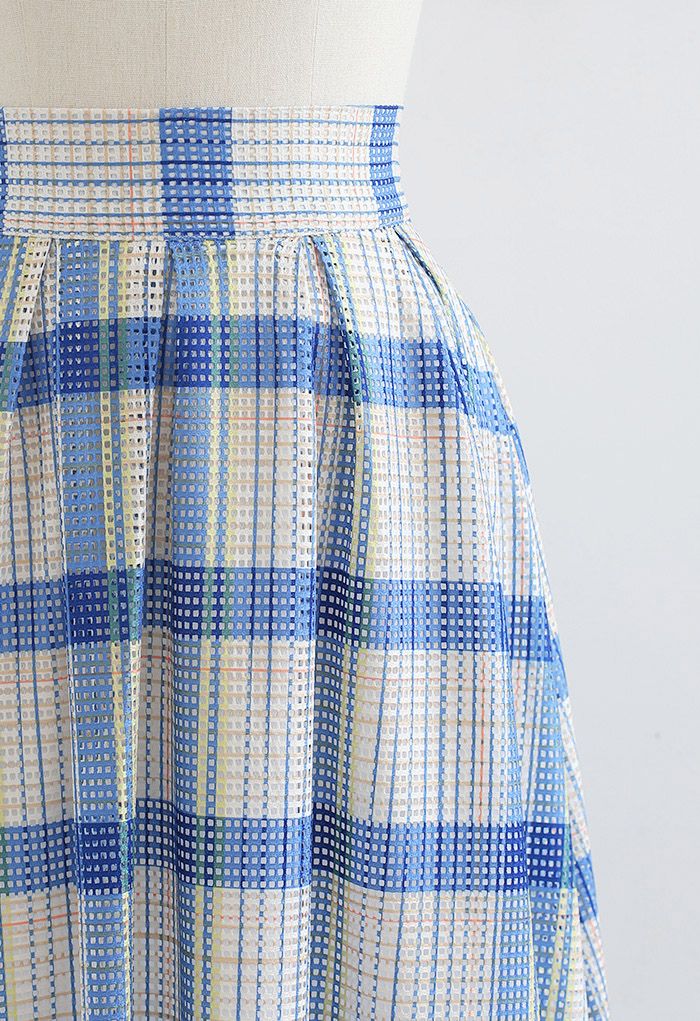 Plaid pleated skirt navy best sale