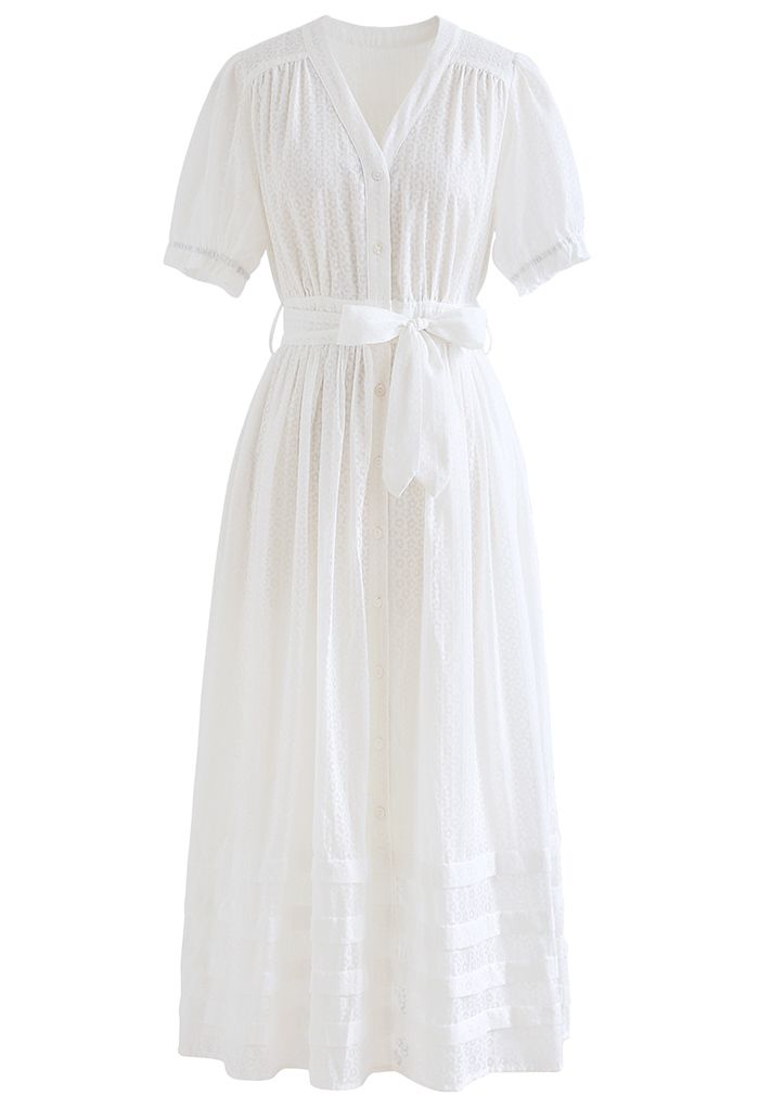 Effortless Grace Button Down White Maxi Dress