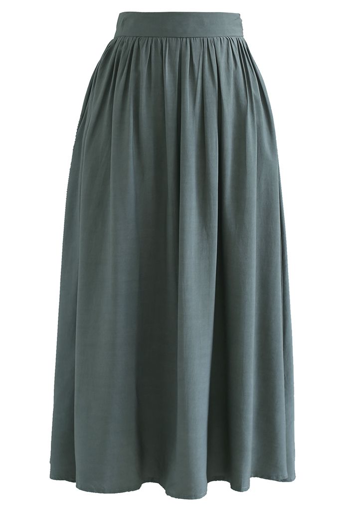 Drawstring Waist Cropped Top and Skirt Set in Teal