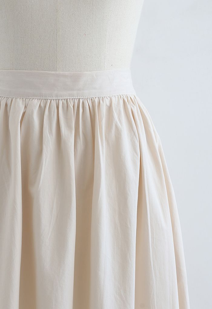 Versatile Cotton Midi Skirt in Cream