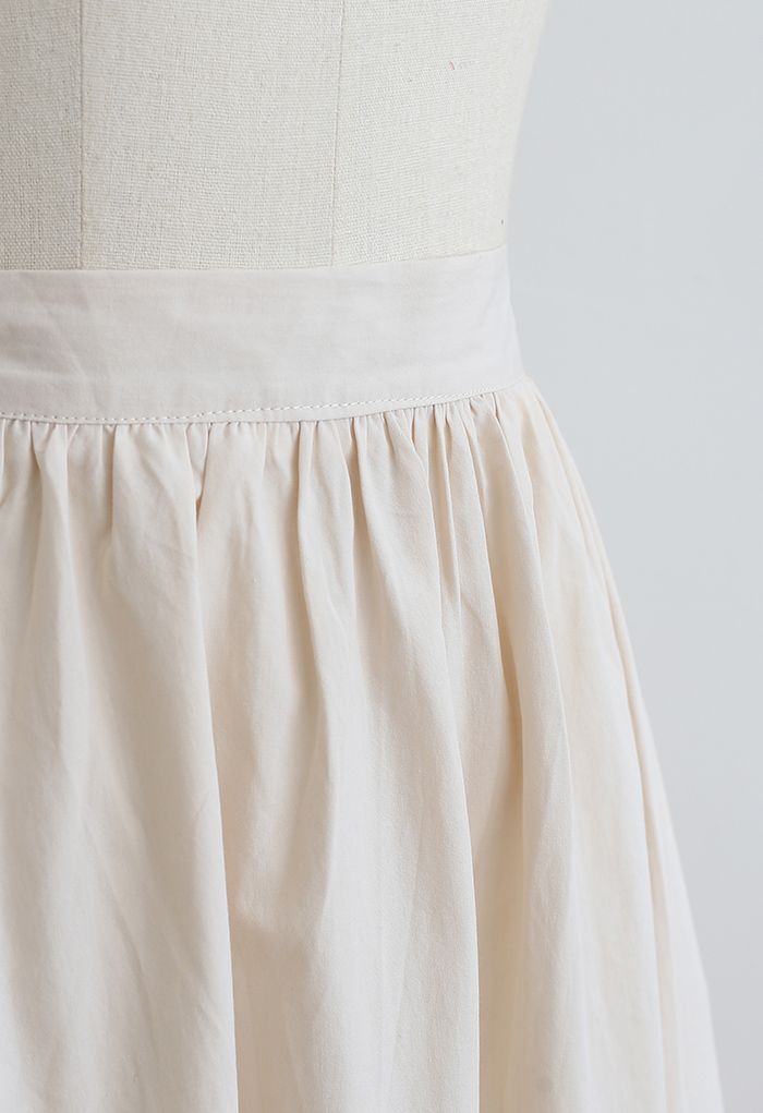 Versatile Cotton Midi Skirt in Cream