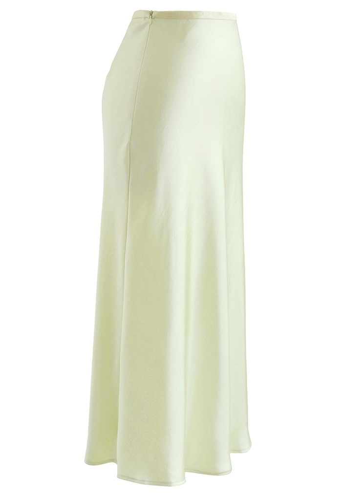 Satin Maxi Skirt in Lime