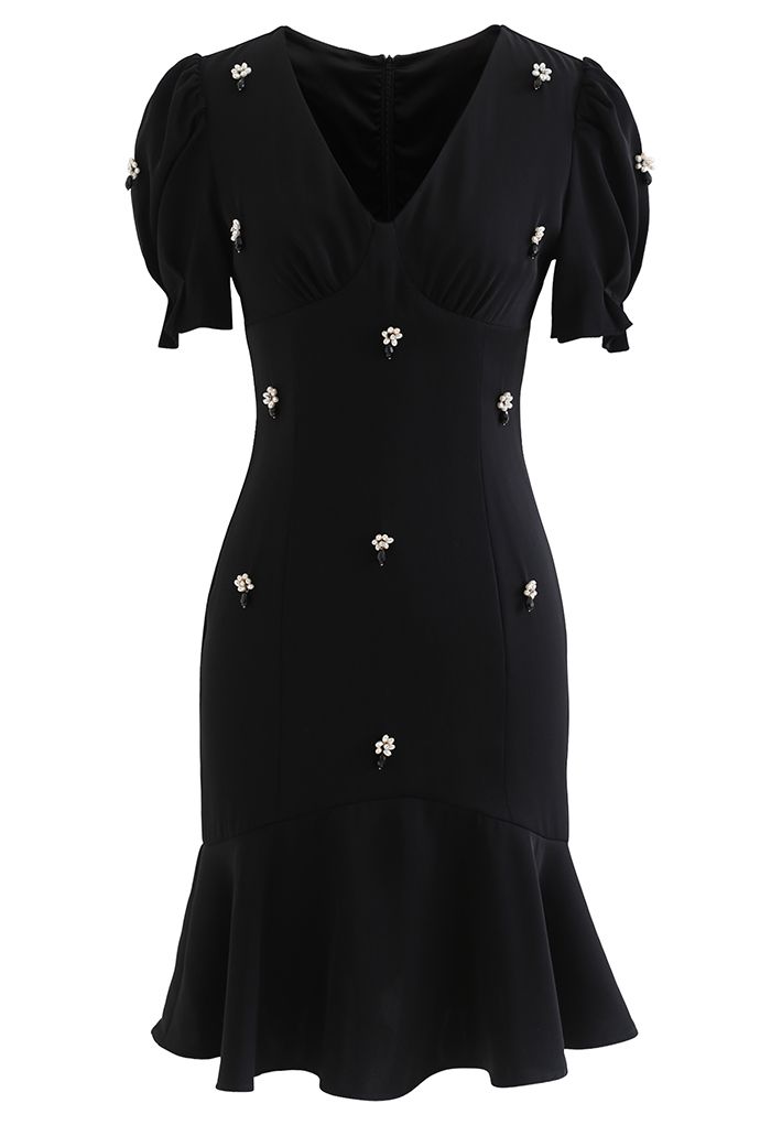 Crystal Embellished Frilling Dress in Black - Retro, Indie and Unique ...