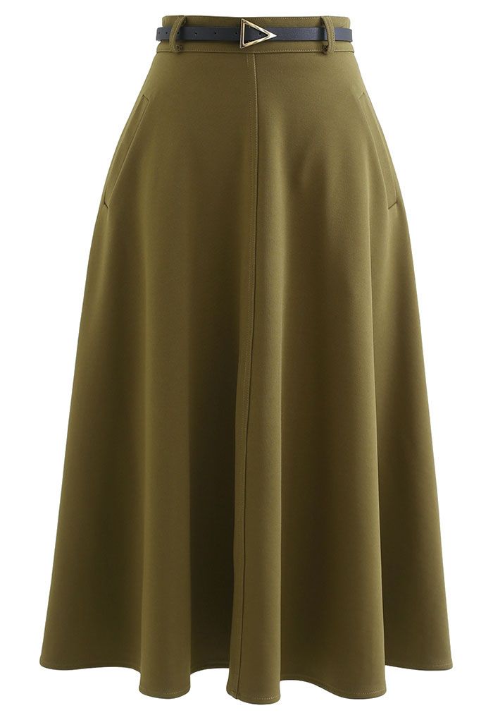 Green A-line Midi Skirt - Retro, Indie and Unique Fashion