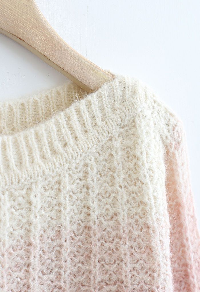 Ombre Knit Boat Neck Sweater