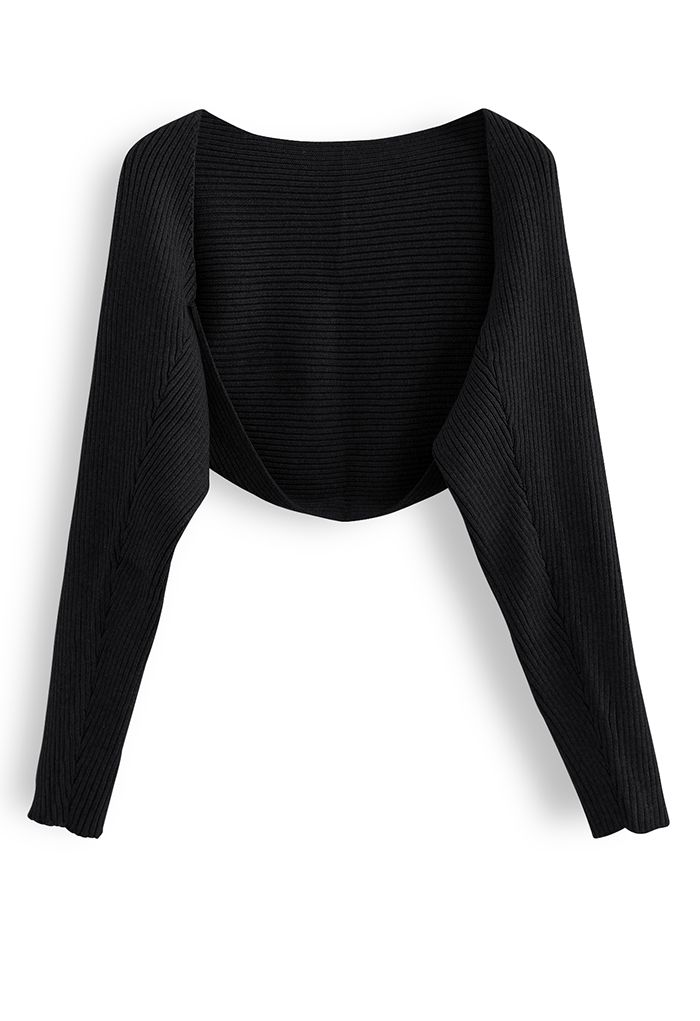 Double-Breasted Blazer Dress with Sweater Sleeve in Black