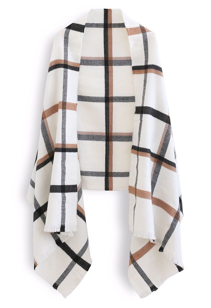 Oversized Grid Printed Scarf