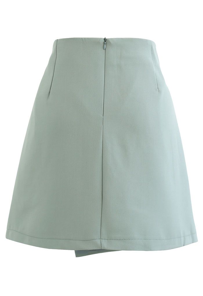 Buttoned Fake Pocket Flap Mini Skirt in Teal