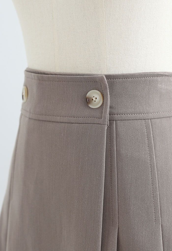 Preppy Style Flap Pleated Mini Skirt