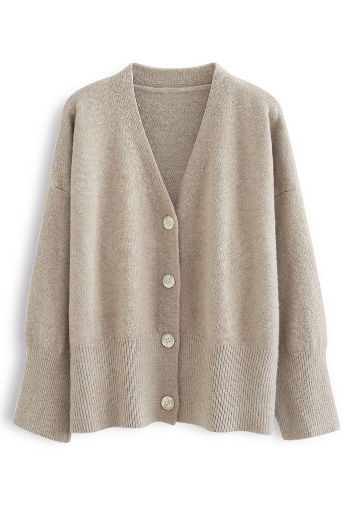 Soft Touch Button Down Cardigan in Camel