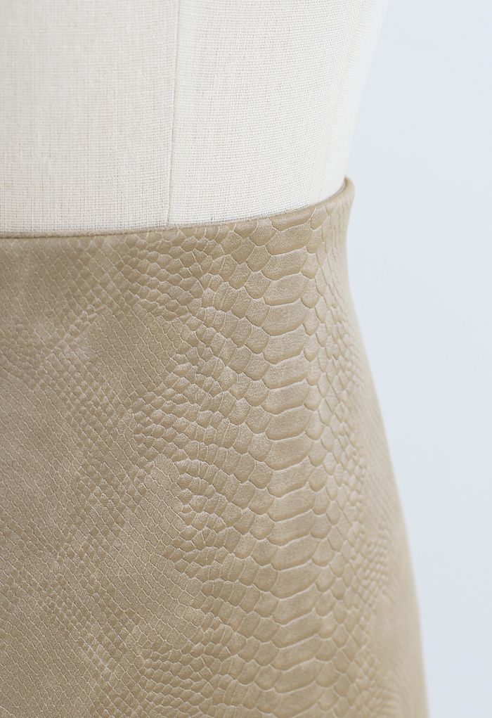 Snake Print Faux Leather Mini Skirt