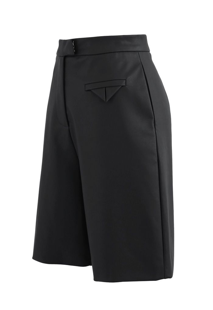 Faux Leather Bermuda Shorts in Black