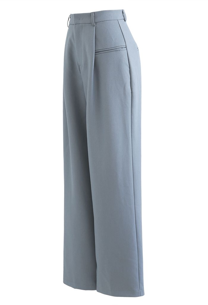 Front Pocket Straight Leg Pants in Blue